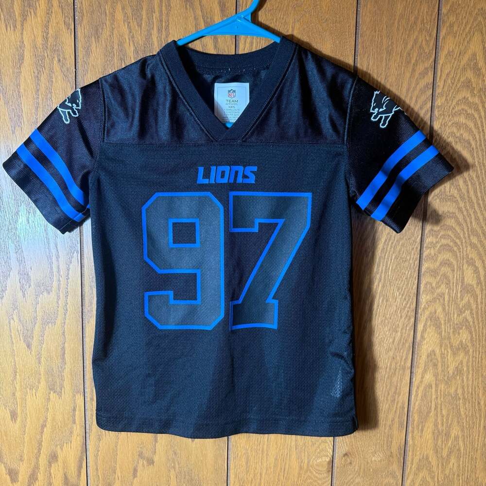 NFL Team Apparel Detroit Lions Aidan Hutchinson #97 Black Jersey Kids Size XS 4/